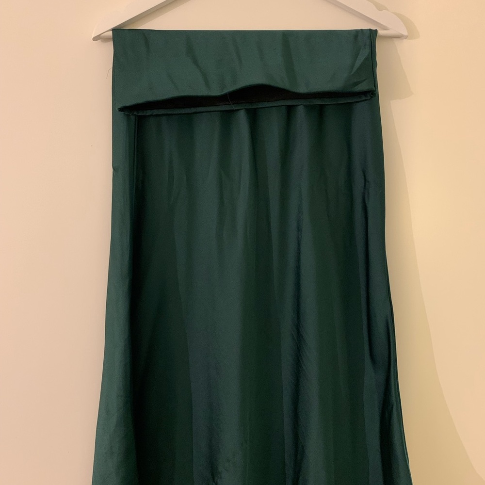 Green silk skirt